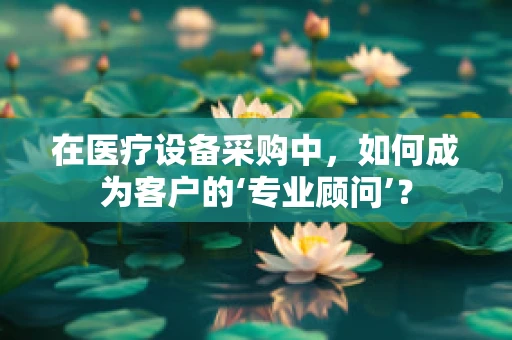 在医疗设备采购中，如何成为客户的‘专业顾问’？