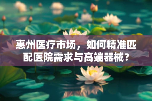 惠州医疗市场，如何精准匹配医院需求与高端器械？