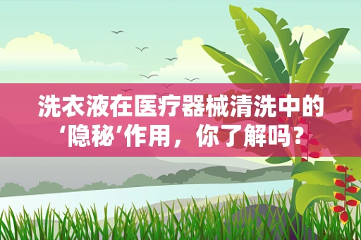 洗衣液在医疗器械清洗中的‘隐秘’作用，你了解吗？